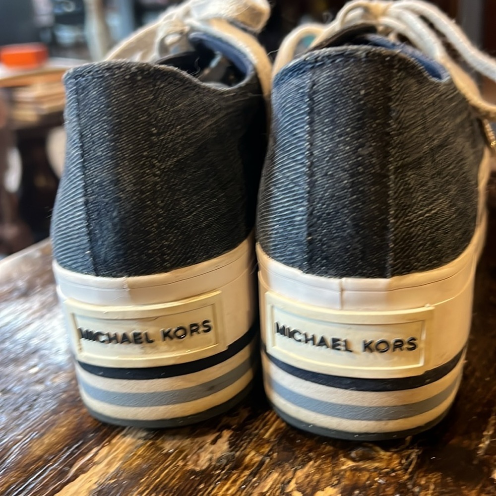 Michael Kors Women’s Ronnie Platform Sneakers Blue Denim Sz 7.5,  Indigo - Picture 10 of 16
